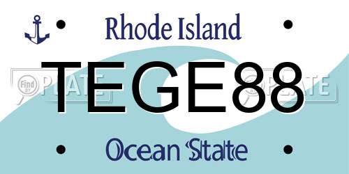 TEGE88 Rhode Island License Plate