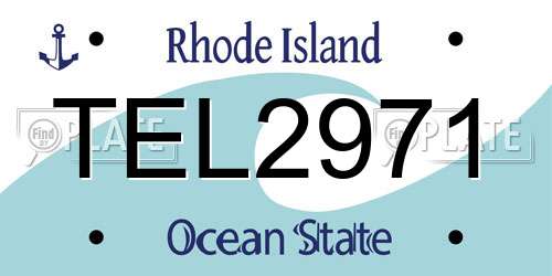 TEL2971 Rhode Island License Plate
