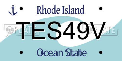 TES49V Rhode Island License Plate