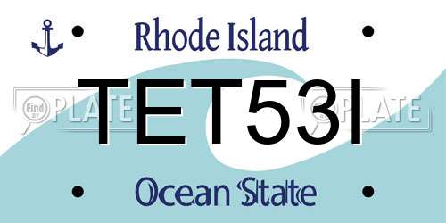 TET53I Rhode Island License Plate