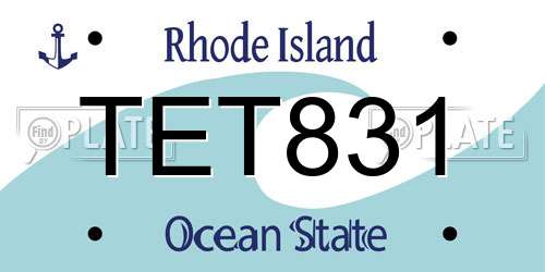 TET831 Rhode Island License Plate