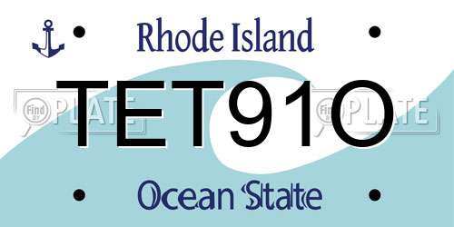 TET91O Rhode Island License Plate
