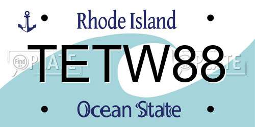 TETW88 Rhode Island License Plate