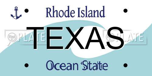 TEXAS Rhode Island License Plate