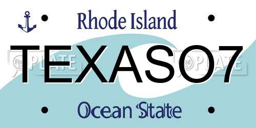TEXASO7 Rhode Island License Plate