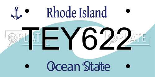 TEY622 Rhode Island License Plate
