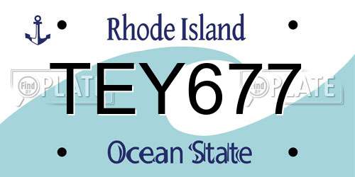TEY677 Rhode Island License Plate