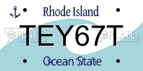TEY67T Rhode Island License Plate