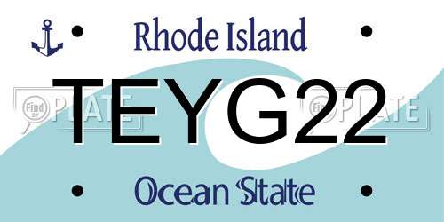 TEYG22 Rhode Island License Plate