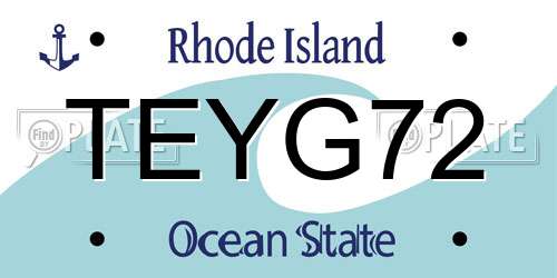 TEYG72 Rhode Island License Plate