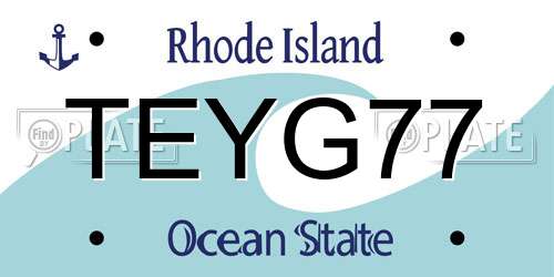 TEYG77 Rhode Island License Plate