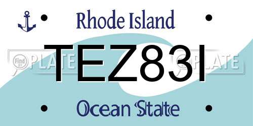 TEZ83I Rhode Island License Plate