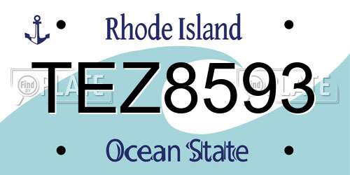 TEZ8593 Rhode Island License Plate