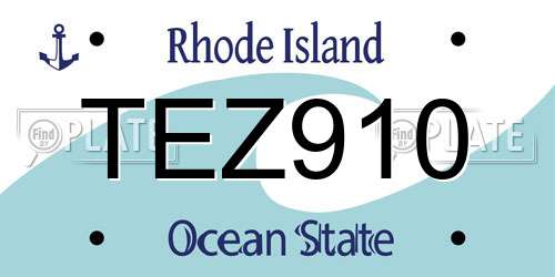 TEZ910 Rhode Island License Plate