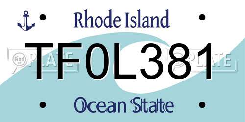 TF0L381 Rhode Island License Plate
