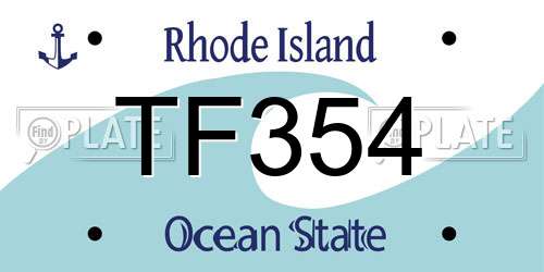 TF354 Rhode Island License Plate