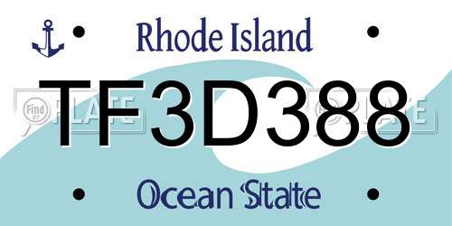 TF3D388 Rhode Island License Plate