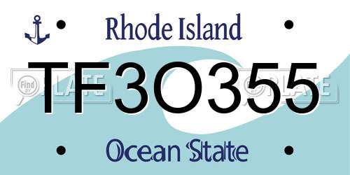 TF3O355 Rhode Island License Plate