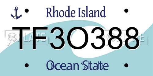 TF3O388 Rhode Island License Plate