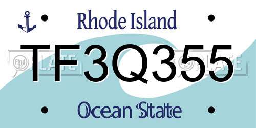 TF3Q355 Rhode Island License Plate