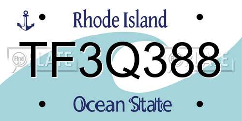 TF3Q388 Rhode Island License Plate