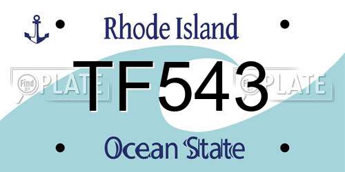 TF543 Rhode Island License Plate