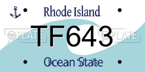 TF643 Rhode Island License Plate