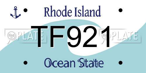 TF921 Rhode Island License Plate
