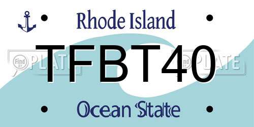 TFBT40 Rhode Island License Plate