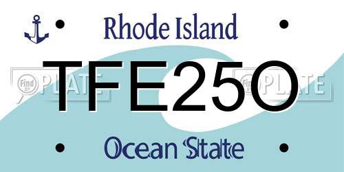 TFE25O Rhode Island License Plate