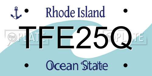 TFE25Q Rhode Island License Plate