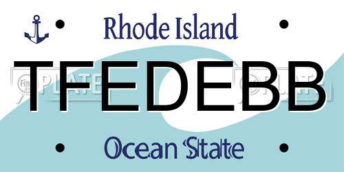 TFEDEBB Rhode Island License Plate