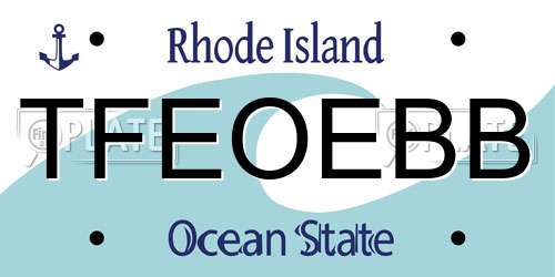 TFEOEBB Rhode Island License Plate