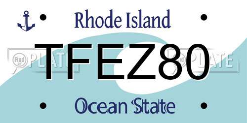 TFEZ80 Rhode Island License Plate