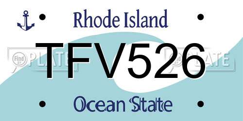 TFV526 Rhode Island License Plate