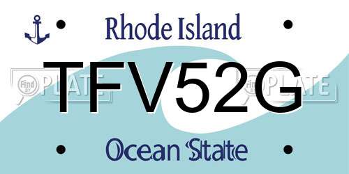 TFV52G Rhode Island License Plate