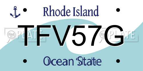 TFV57G Rhode Island License Plate