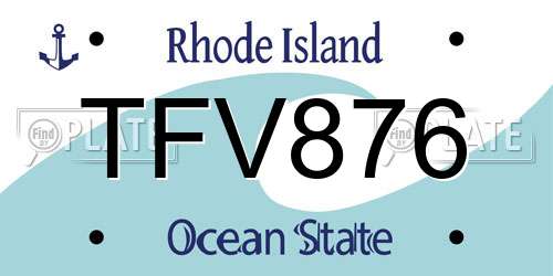 TFV876 Rhode Island License Plate