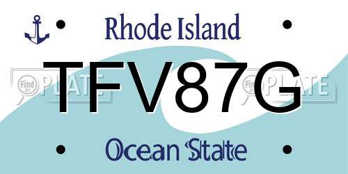 TFV87G Rhode Island License Plate