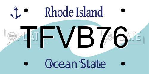 TFVB76 Rhode Island License Plate