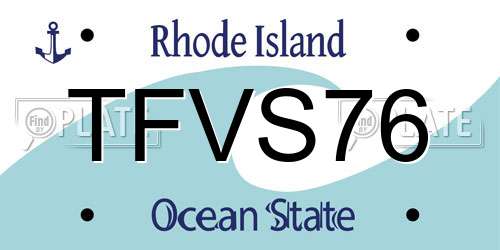 TFVS76 Rhode Island License Plate