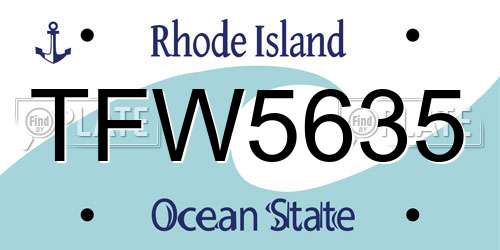 TFW5635 Rhode Island License Plate