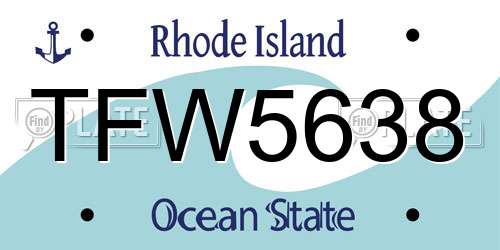 TFW5638 Rhode Island License Plate
