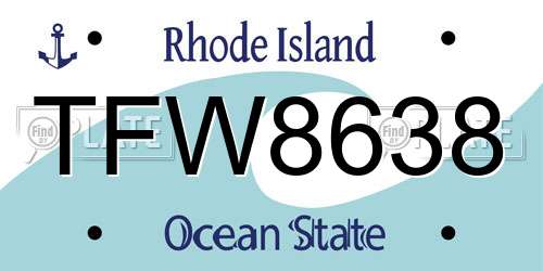 TFW8638 Rhode Island License Plate