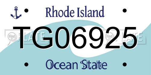 TG06925 Rhode Island License Plate