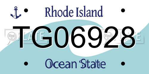 TG06928 Rhode Island License Plate