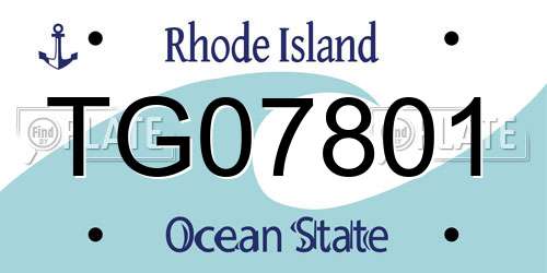 TG07801 Rhode Island License Plate