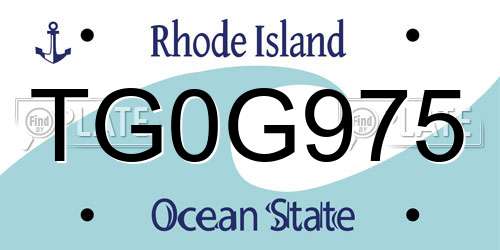 TG0G975 Rhode Island License Plate