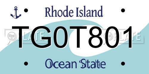 TG0T801 Rhode Island License Plate