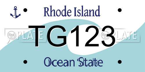 TG123 Rhode Island License Plate